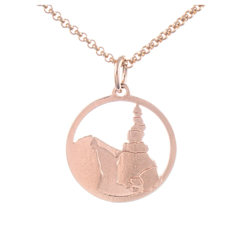 Anhänger Stoamandl Steinmännchen 925 Silber rosé vergoldet mit Kette 45cm