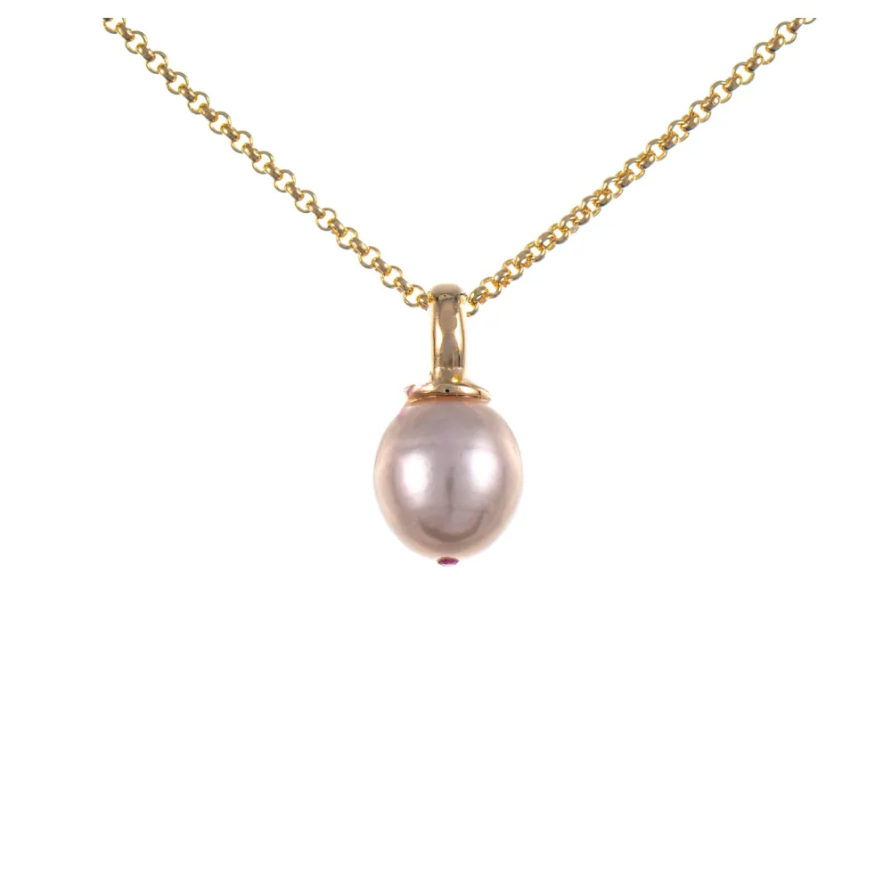 Anhänger Perle mit Kette 925 Silber vergoldet