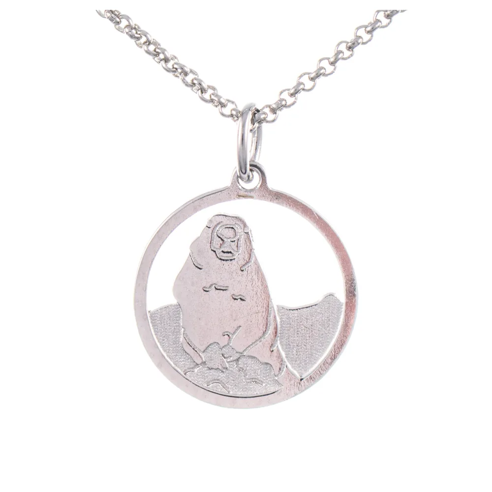 Anhänger Mankei Murmeltier 925 Silber mit Kette 45cm