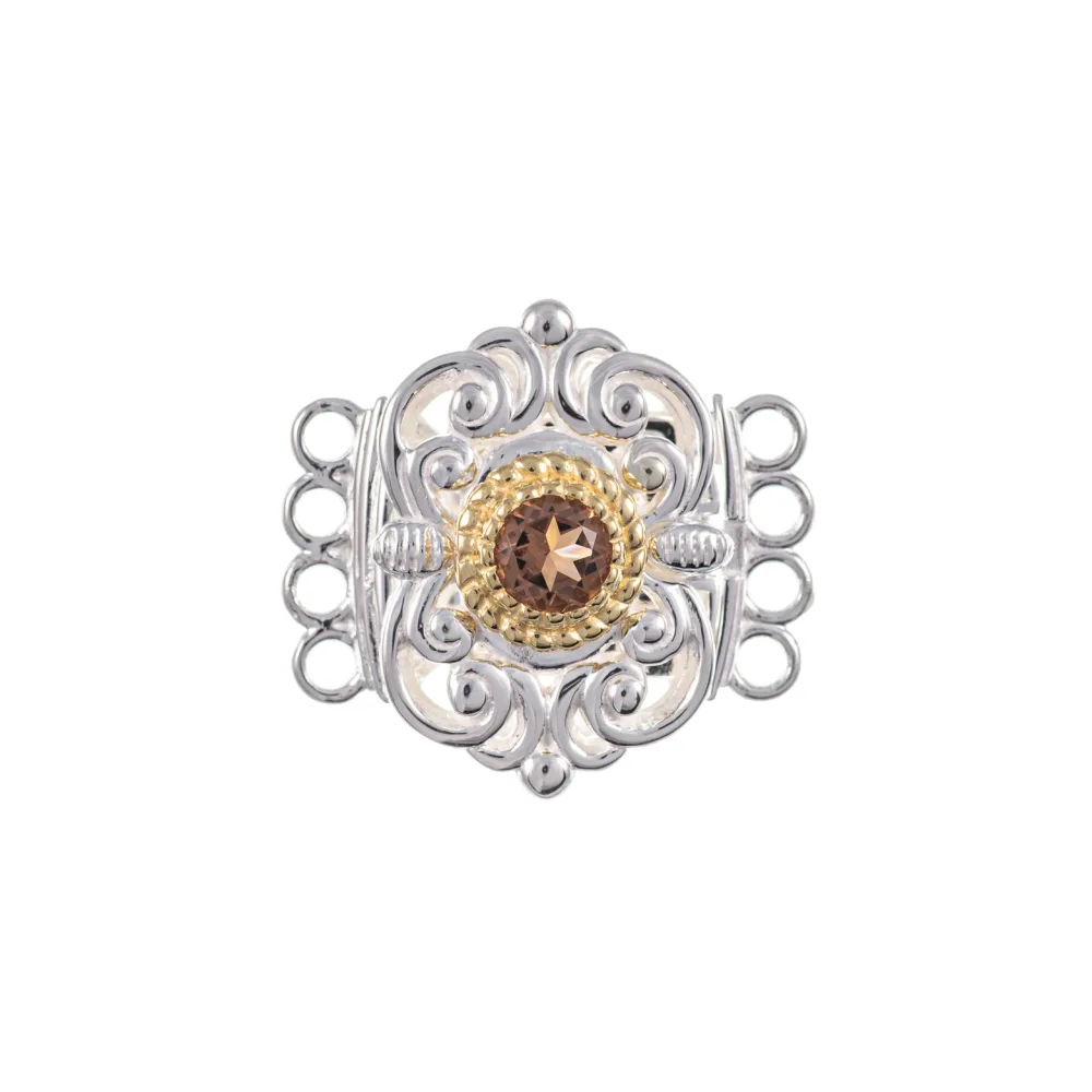 Schließe für Kropfkette 925 Silber Trachtenschmuck cognac