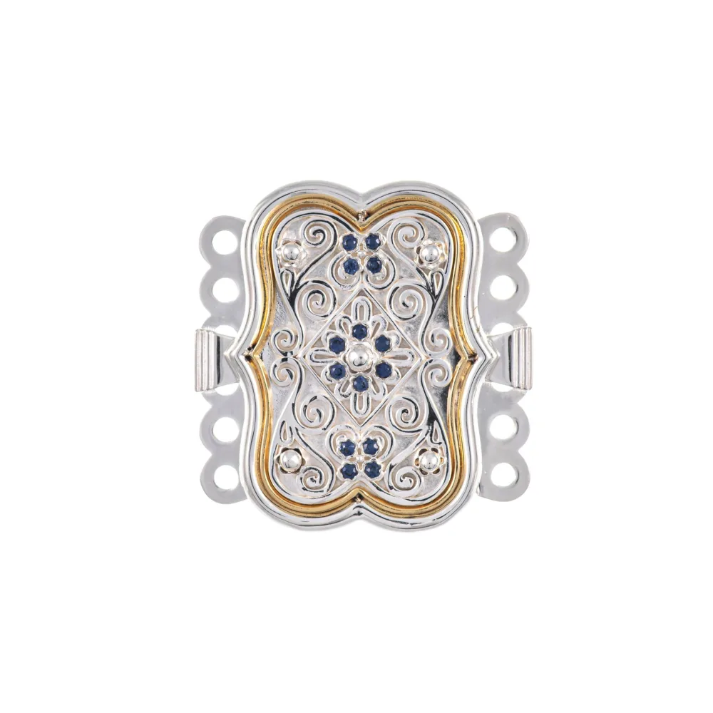 Schliesse Tracht 925 Silber blau