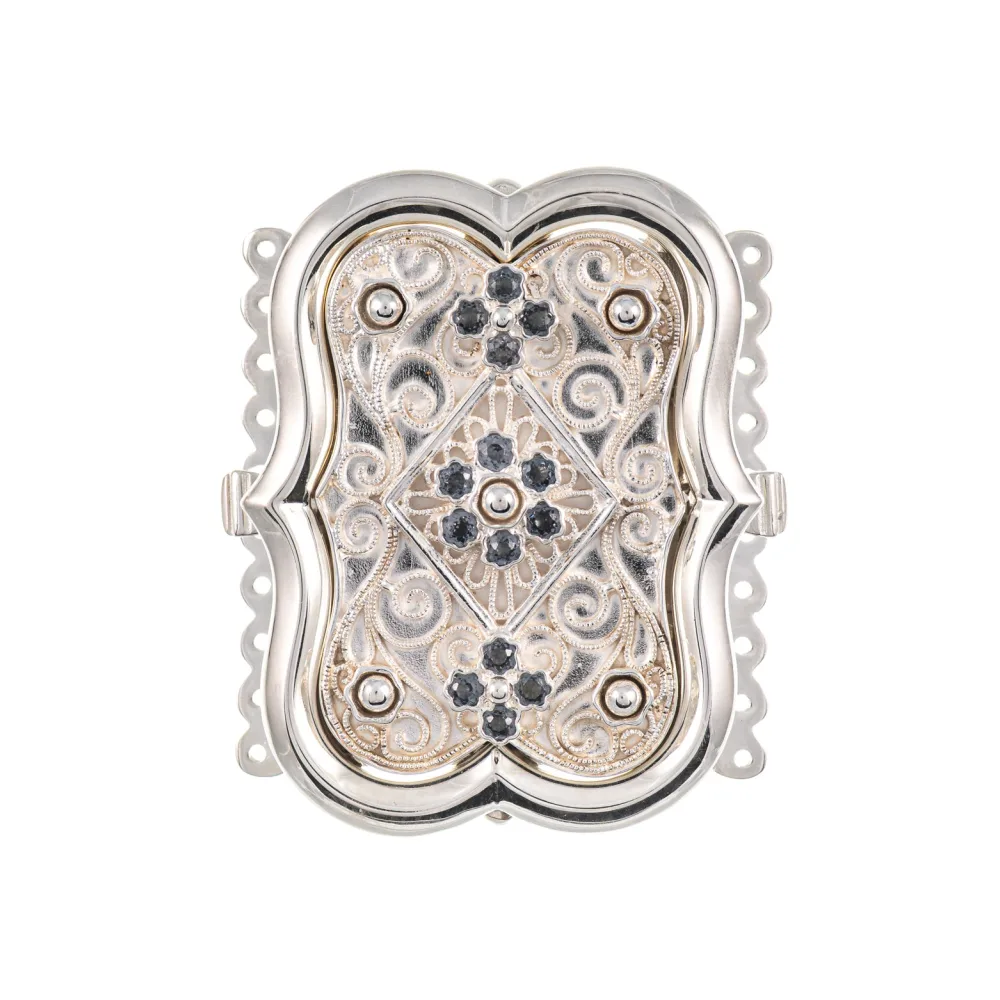 Schliesse gross Tracht 925 Silber anthrazit
