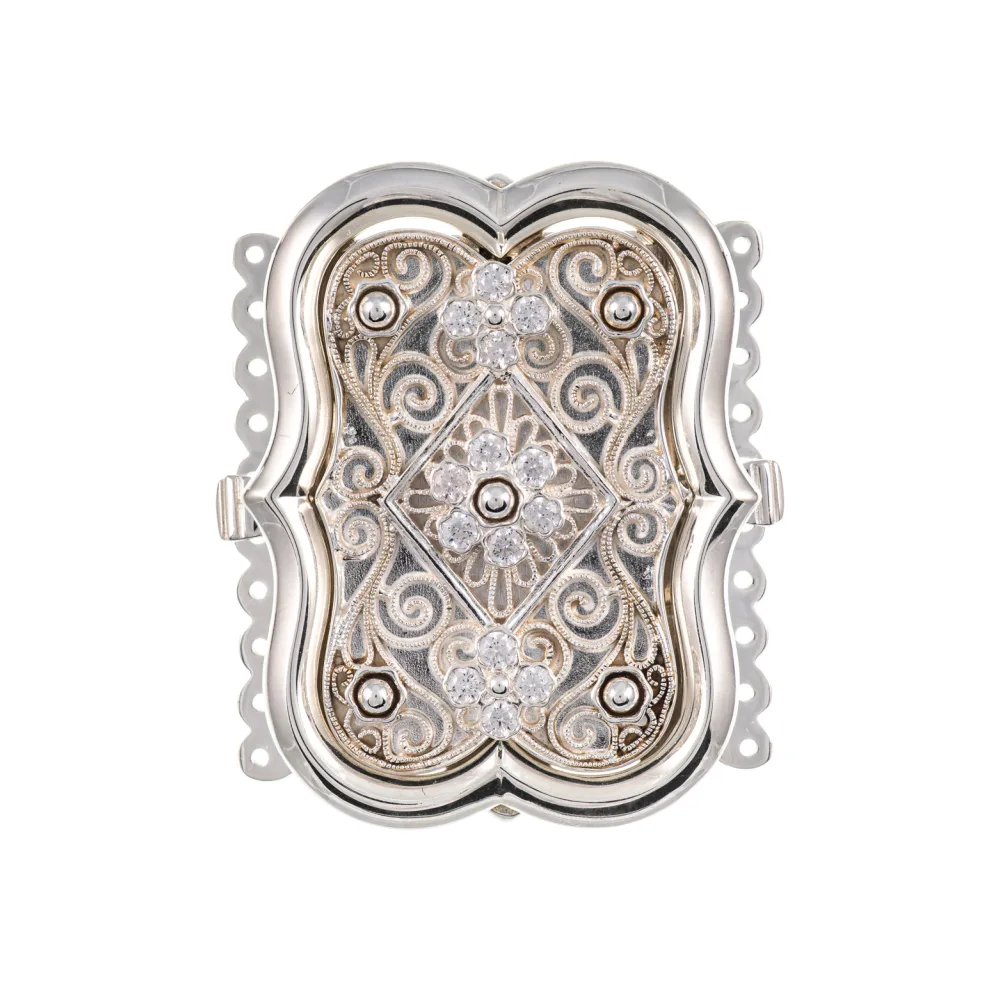 Schliesse gross Tracht 925 Silber weiss