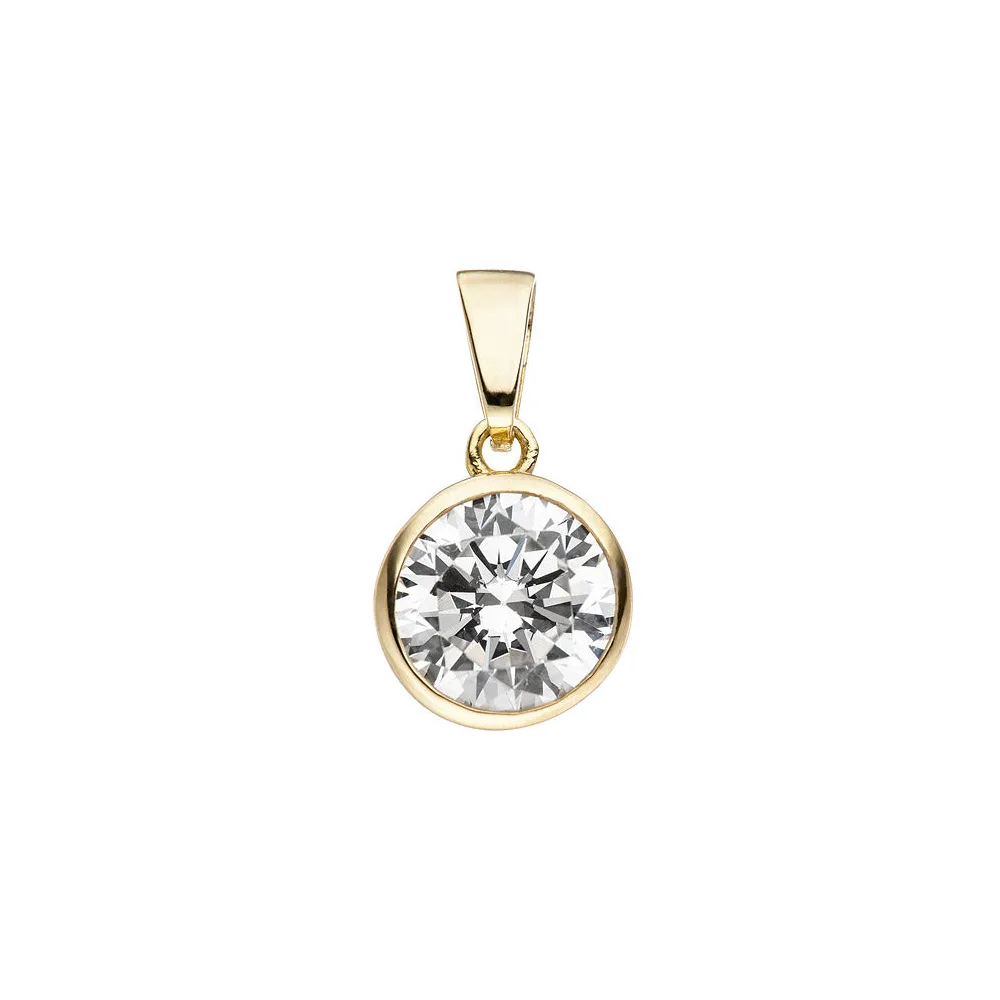 Anhänger Kettenanhänger rund 925 Sterling Silber gold vergoldet 1 Zirkonia