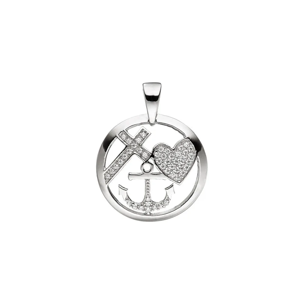 Anhänger Glaube Liebe Hoffnung 925 Silber mit Zirkonia Silberanhänger