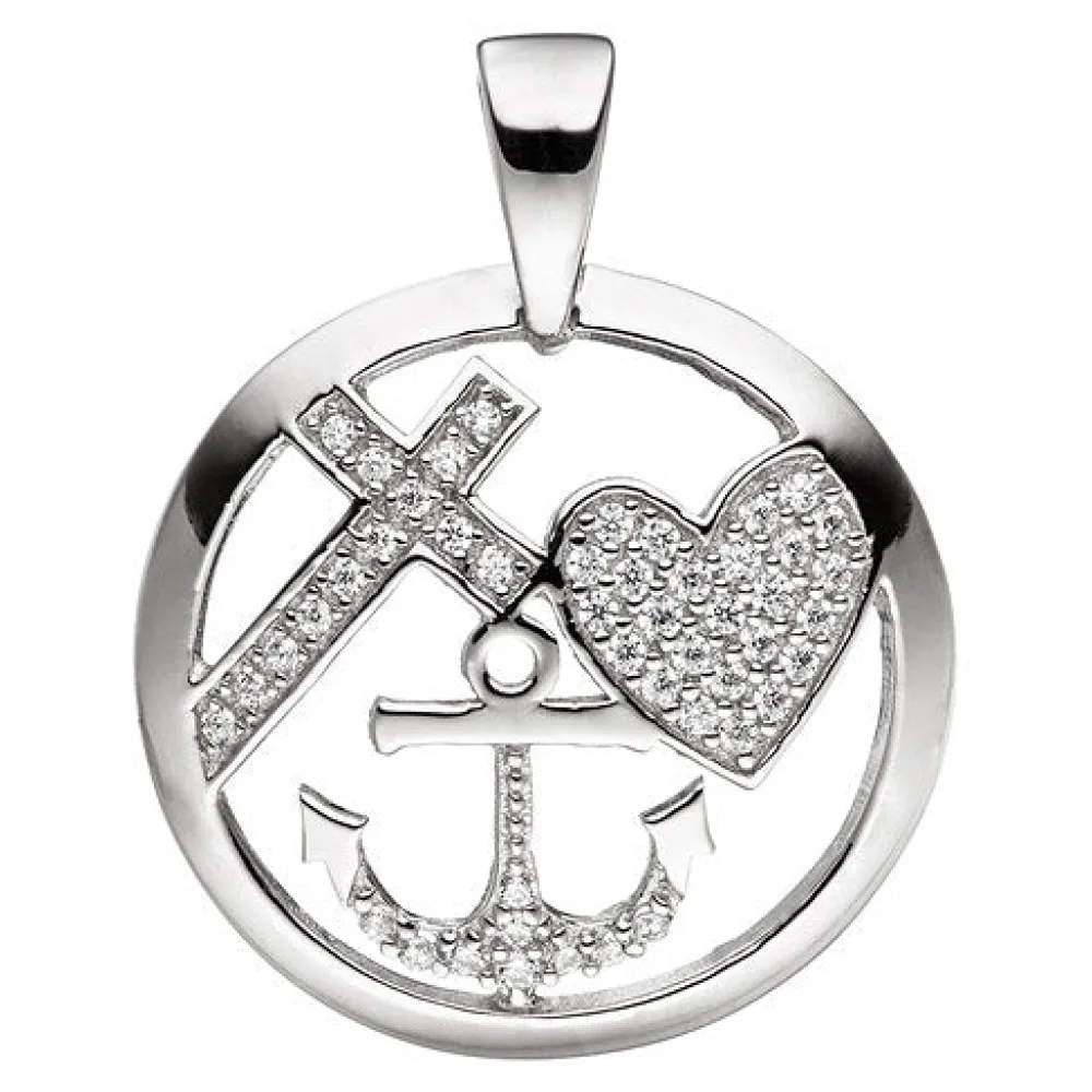 Anhänger Glaube Liebe Hoffnung 925 Silber mit Zirkonia Silberanhänger