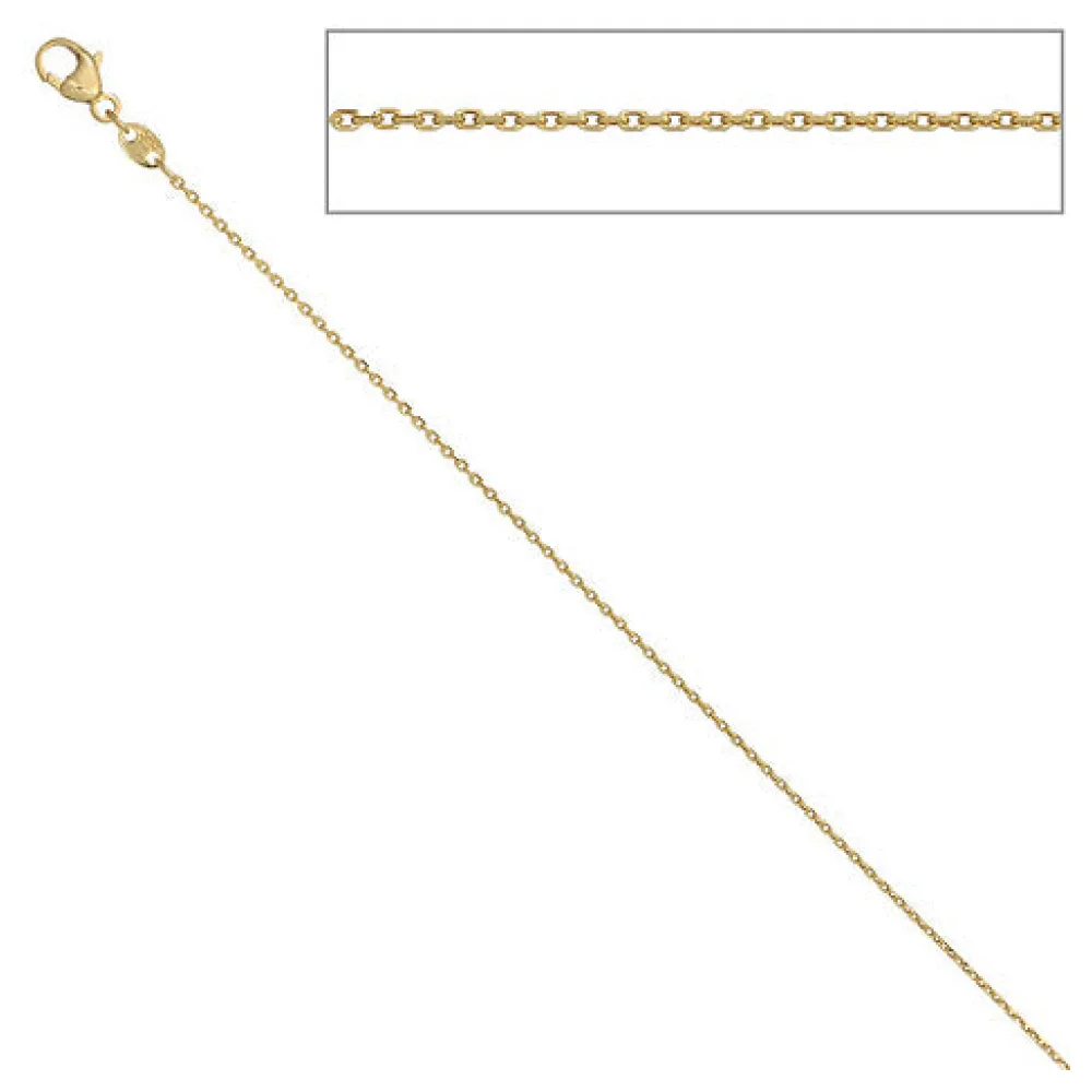 Ankerkette 585 Gelbgold diamantiert 0 6 mm 42 cm Gold Kette Halskette Goldkette