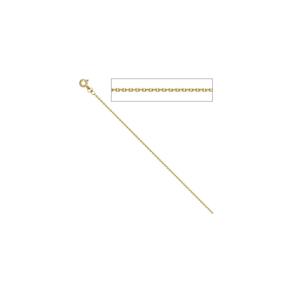 Ankerkette 585 Gelbgold 1 2 mm 36 cm Gold Kette Halskette Goldkette Federring