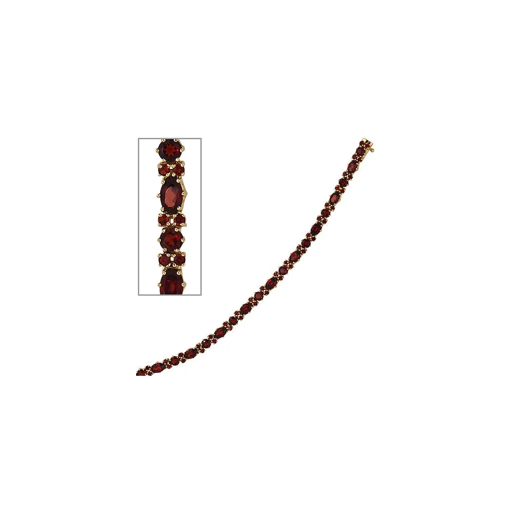 Armband 333 Gold Gelbgold und 72 Granate rot 19 cm Goldarmband