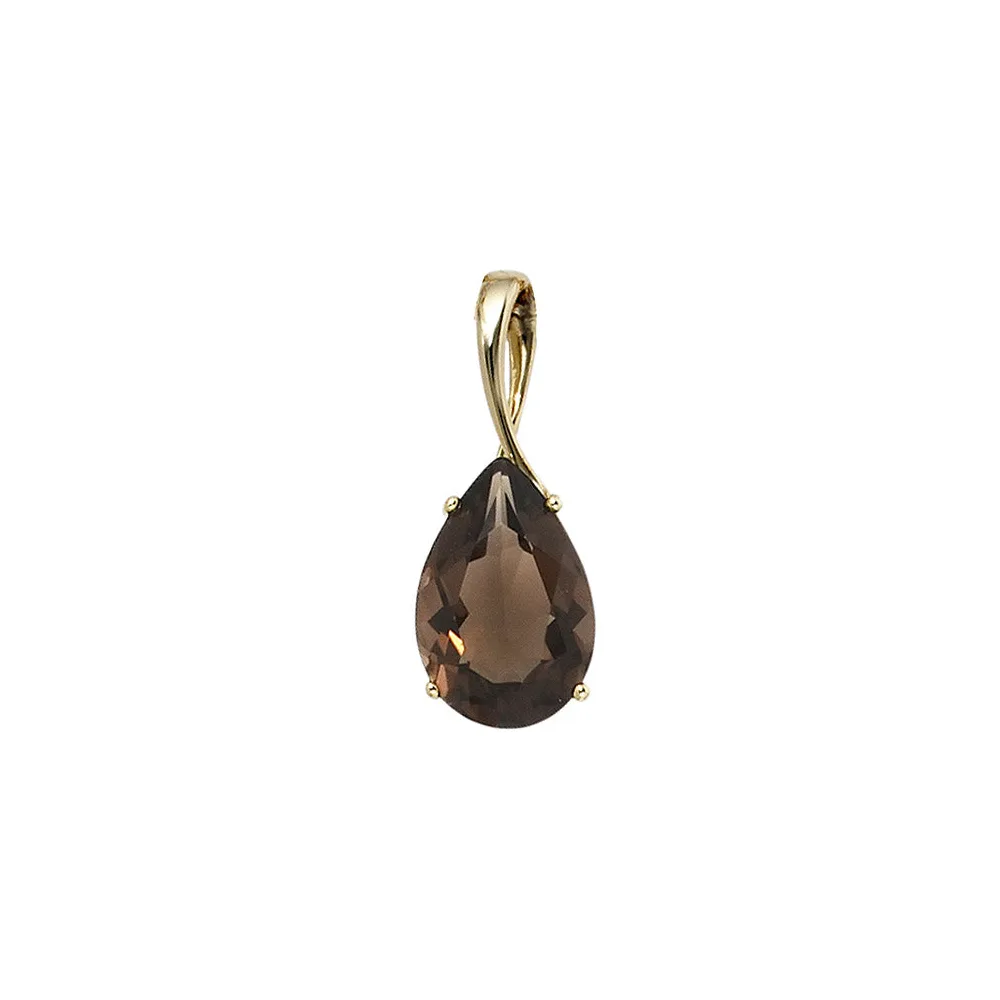 Anhänger Tropfen 333 Gold Gelbgold 1 Rauchquarz braun Goldanhänger