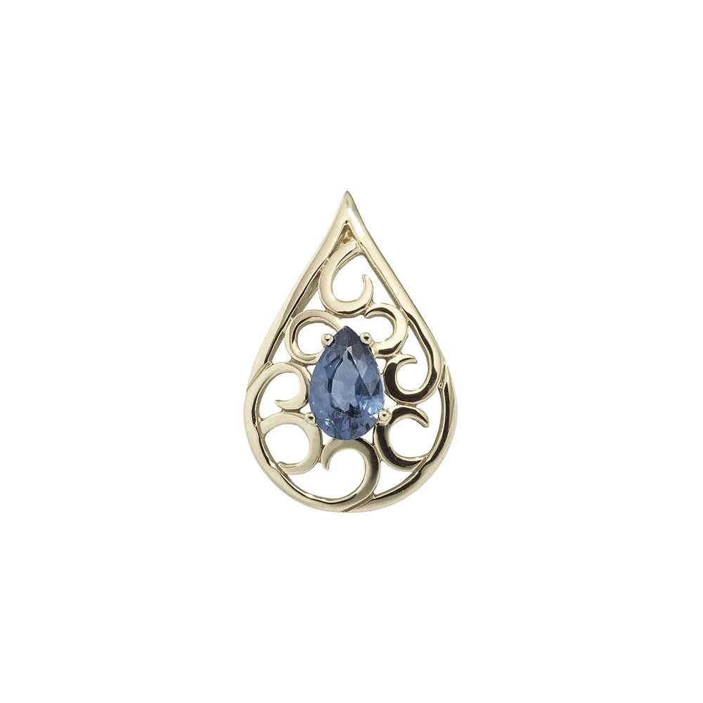 Anhänger Tropfen 585 Gold Gelbgold 1 blauer Safir Tropfenform Goldanhänger