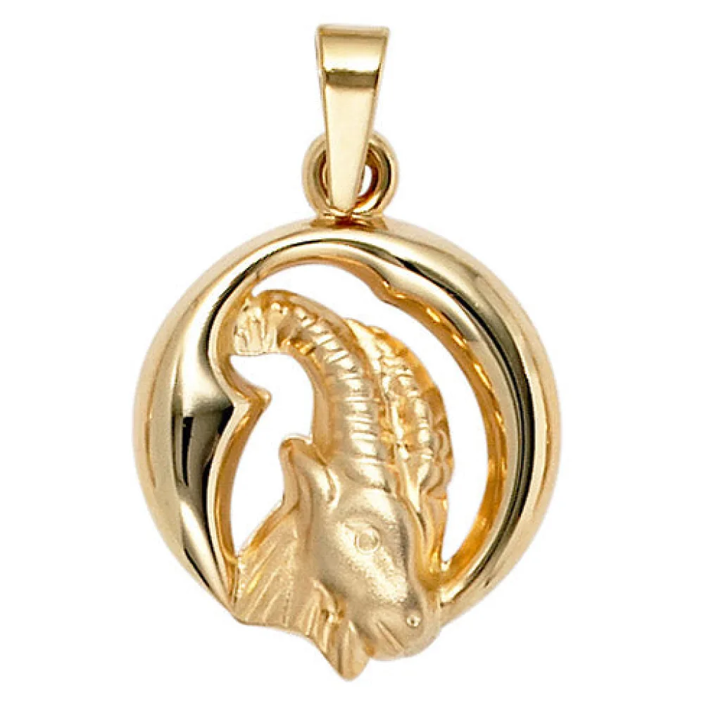 Anhänger Sternzeichen Steinbock 375 Gold Gelbgold matt Sternzeichenanhänger