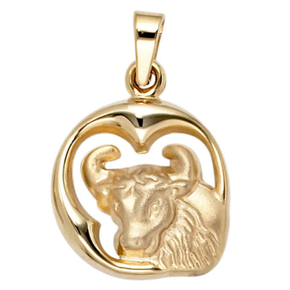 Anhänger Sternzeichen Stier 375 Gold Gelbgold matt Sternzeichenanhänger