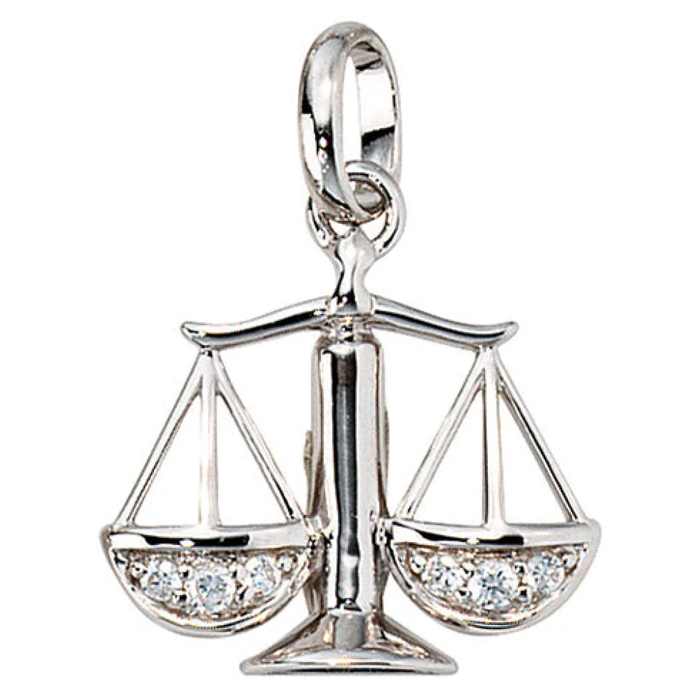 Anhänger Sternzeichen Waage 925 Silber mit Zirkonia Sternzeichenanhänger