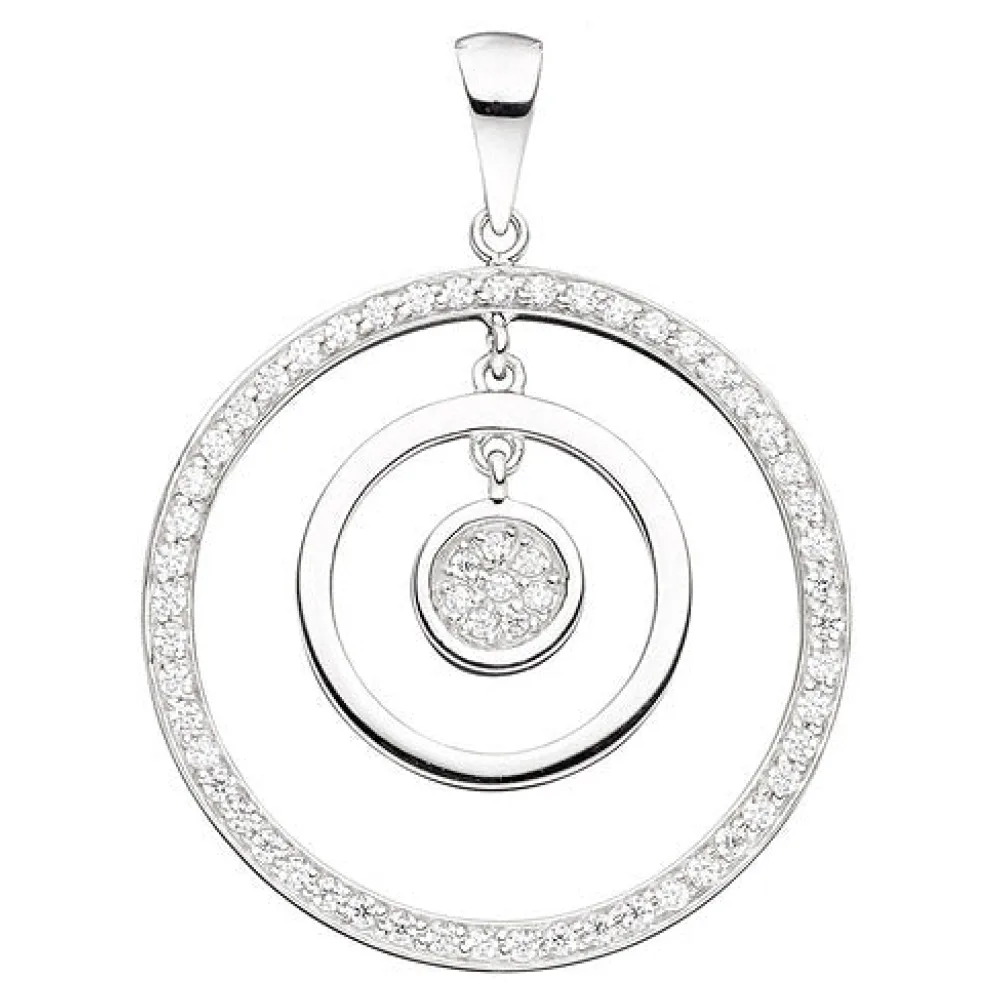 Anhänger rund 925 Sterling Silber rhodiniert mit Zirkonia