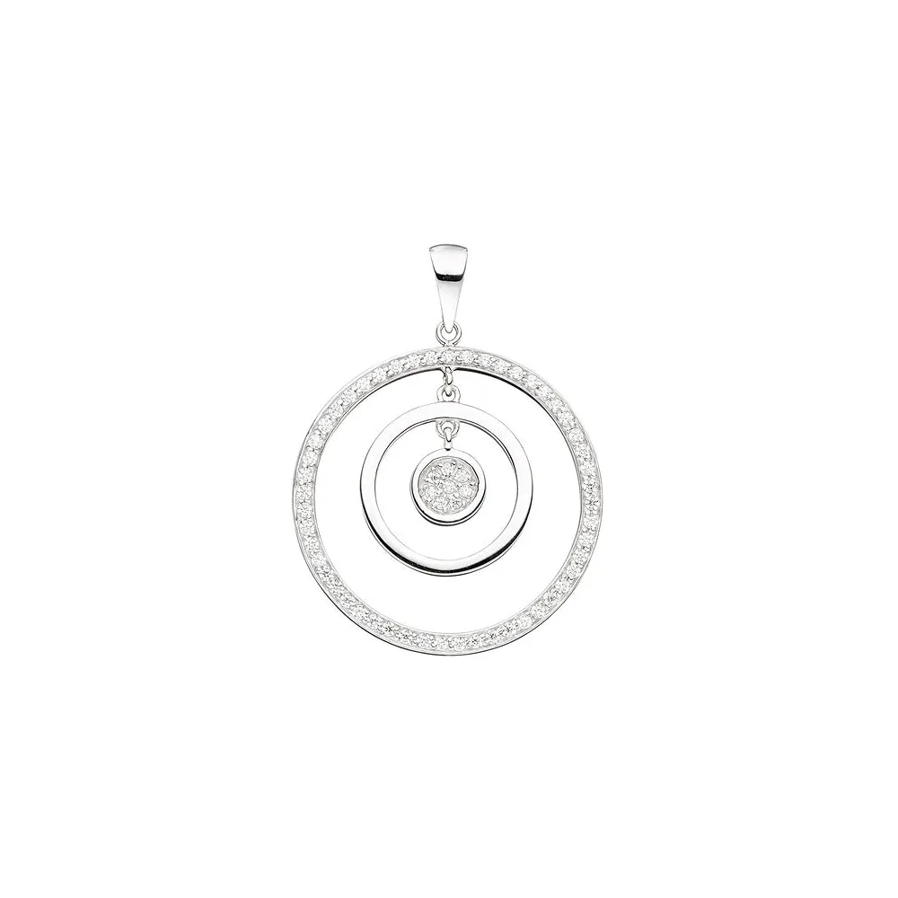 Anhänger rund 925 Sterling Silber rhodiniert mit Zirkonia