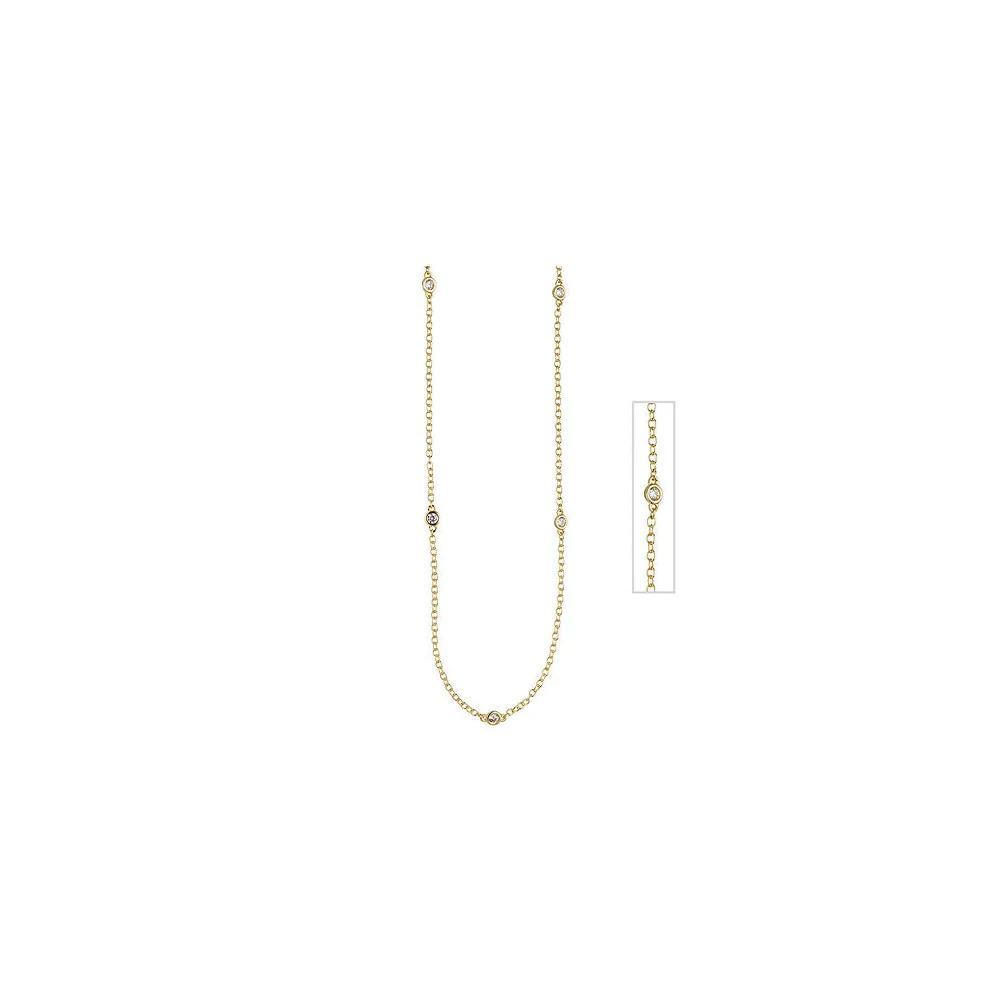 Collier Halskette 925 Sterling Silber gold vergoldet 7 Zirkonia 47 cm Kette