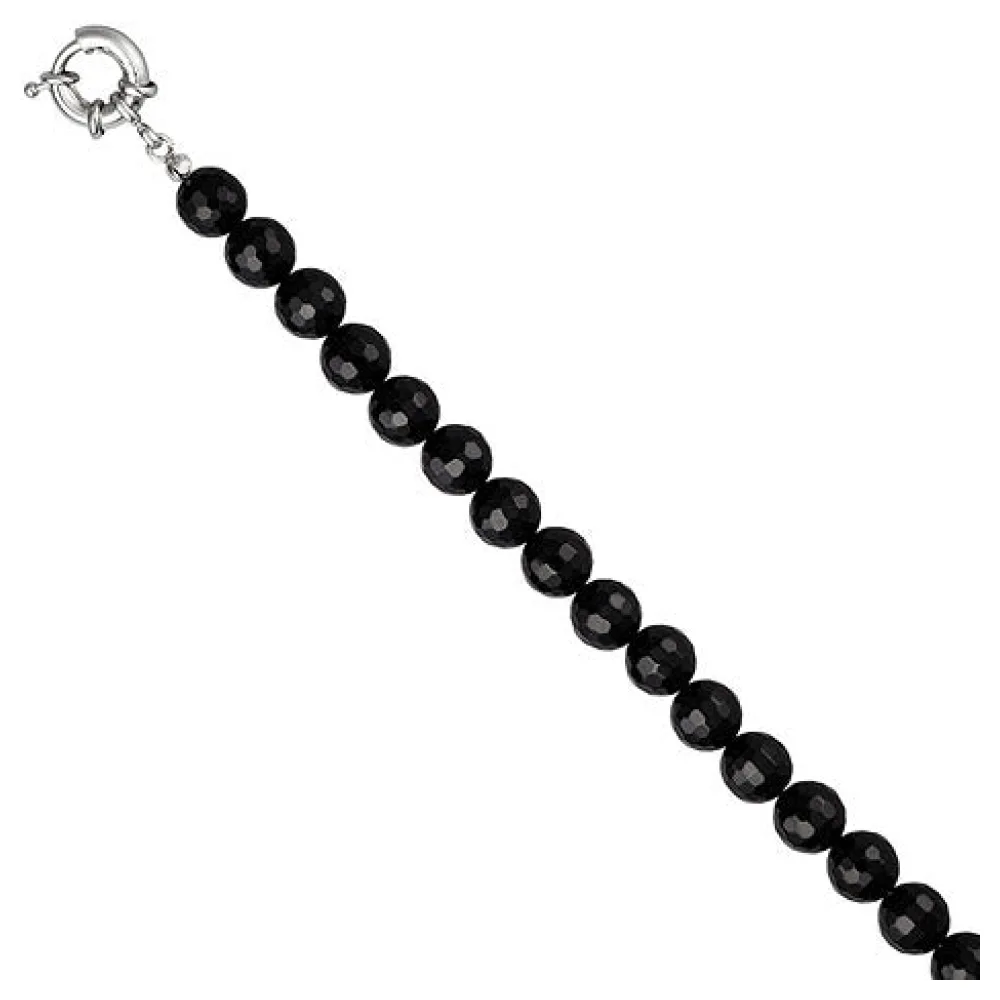Collier Edelsteinkette Onyx facettiert 60 cm Halskette Kette