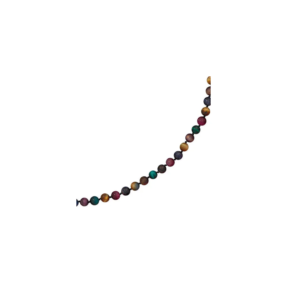 Collier Edelsteinkette Tigerauge bunt 45 cm Halskette Kette Federring