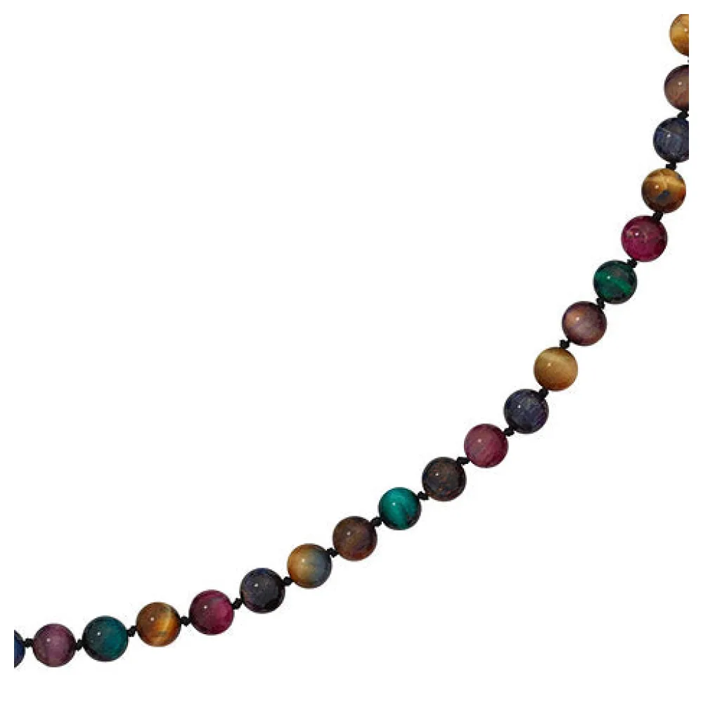 Collier Edelsteinkette Tigerauge bunt 45 cm Halskette Kette Federring