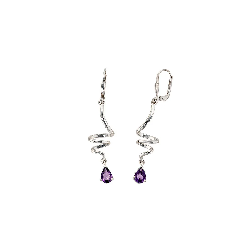Boutons 925 Sterling Silber 2 Amethyste lila violett Ohrringe Ohrhänger
