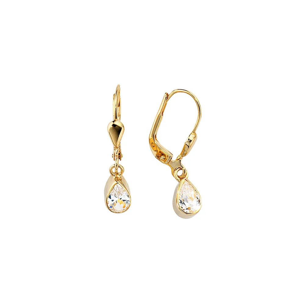 Boutons Tropfen 333 Gold Gelbgold 2 Zirkonia Ohrringe Ohrhänger Goldohrringe