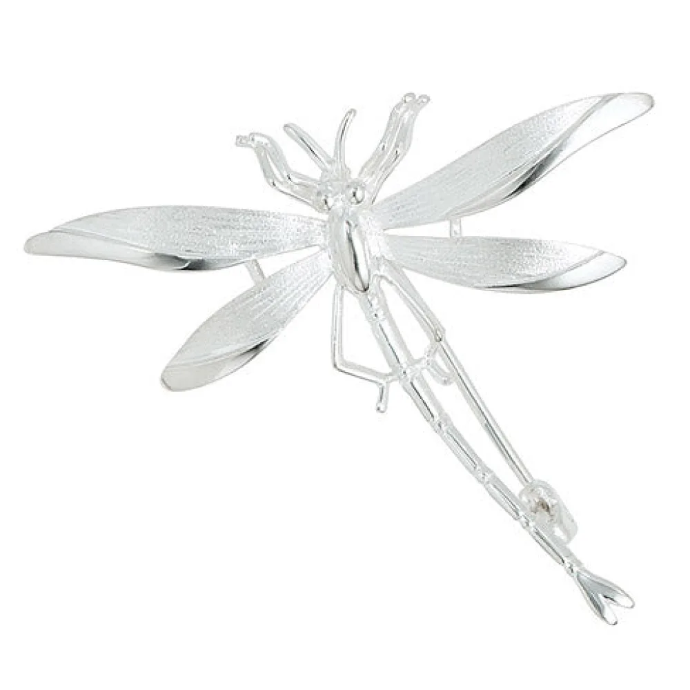 Brosche Anhänger Libelle 925 Sterling Silber mattiert Silberbrosche