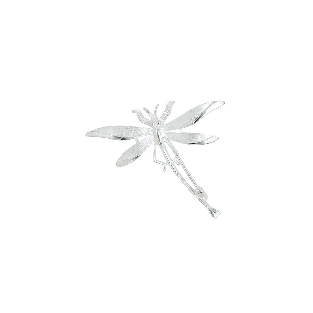 Brosche Anhänger Libelle 925 Sterling Silber mattiert Silberbrosche