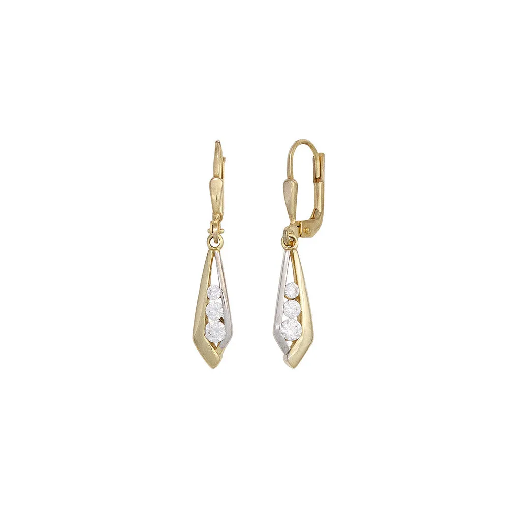 Boutons 333 Gold Gelbgold bicolor 6 Zirkonia Ohrringe Ohrhänger Goldohrringe