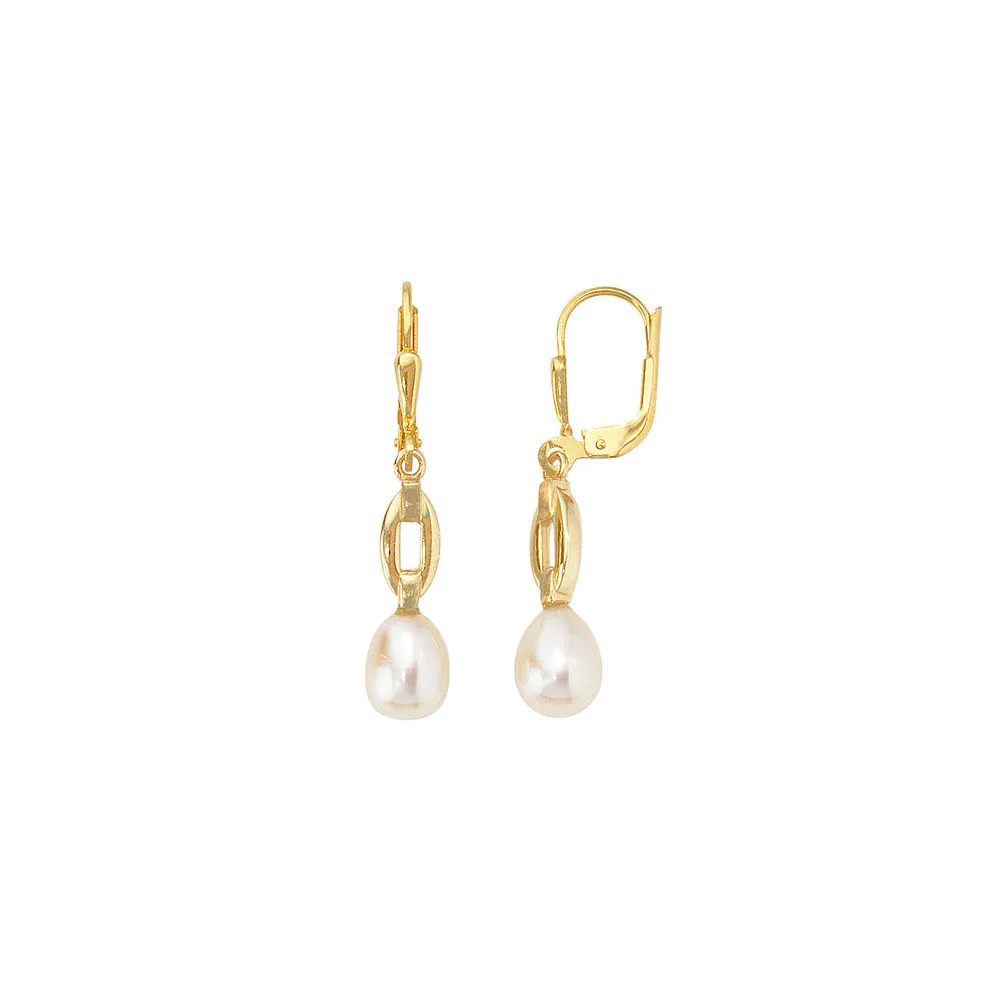Boutons 333 Gold Gelbgold mattiert 2 Süßwasser Perlen Ohrringe Ohrhänger