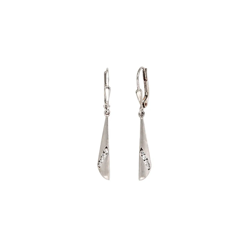 Boutons 333 Gold Weißgold mattiert 8 Zirkonia Ohrringe Ohrhänger Goldohrringe