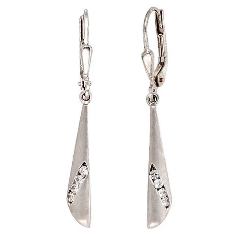 Boutons 333 Gold Weißgold mattiert 8 Zirkonia Ohrringe Ohrhänger Goldohrringe