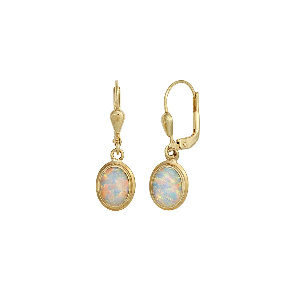 Boutons oval 333 Gold Gelbgold 2 Opale Ohrringe Ohrhänger Goldohrringe