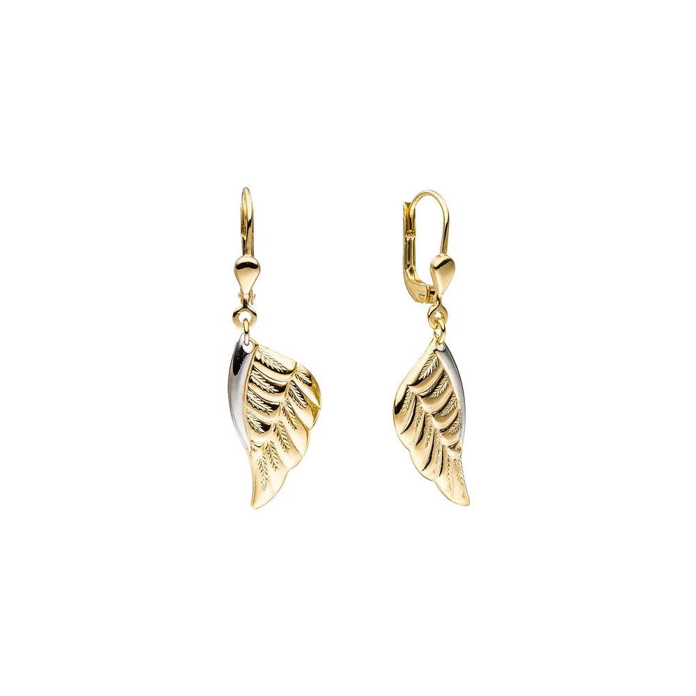 Boutons Flügel Engelsflügel 333 Gold Gelbgold bicolor Ohrringe Ohrhänger