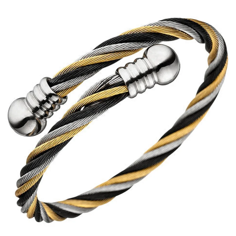 Armspange / offener Armreif aus Edelstahl 3-farbig tricolor