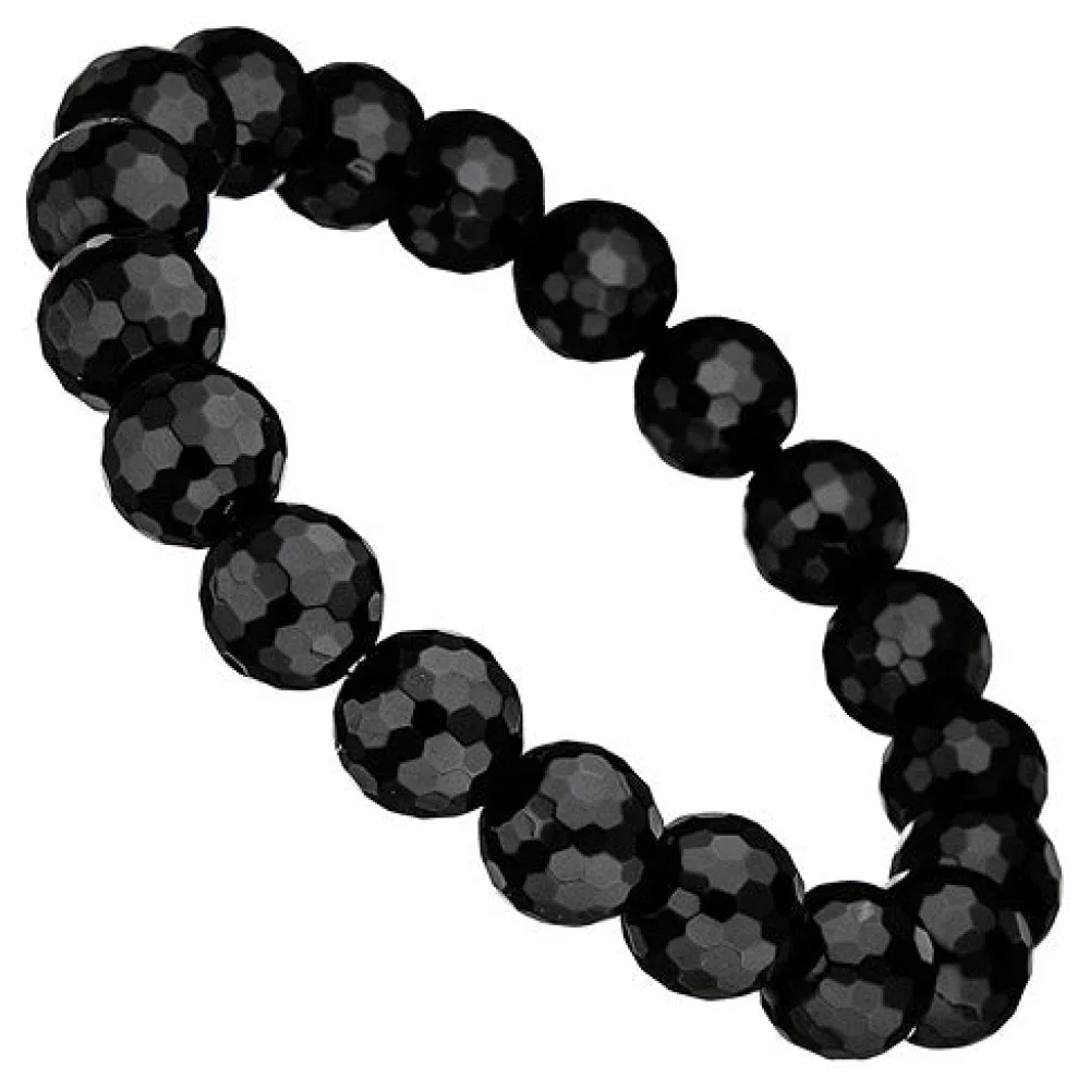 Armband Onyx schwarz facettiert endlos auf Gummi