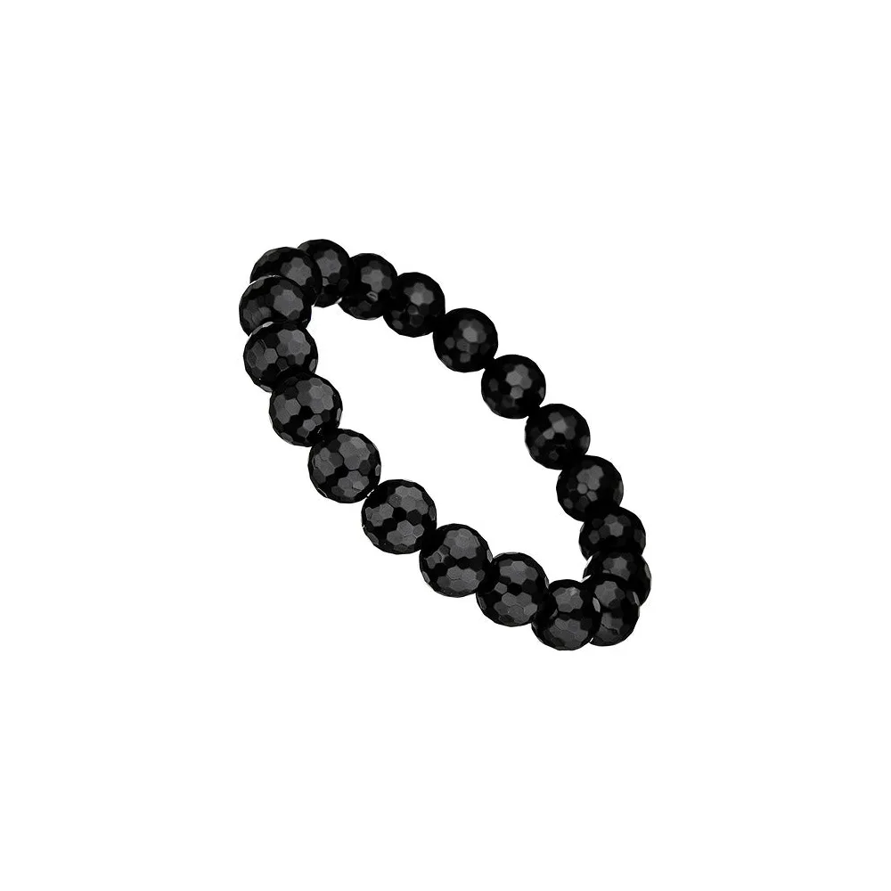 Armband Onyx schwarz facettiert endlos auf Gummi