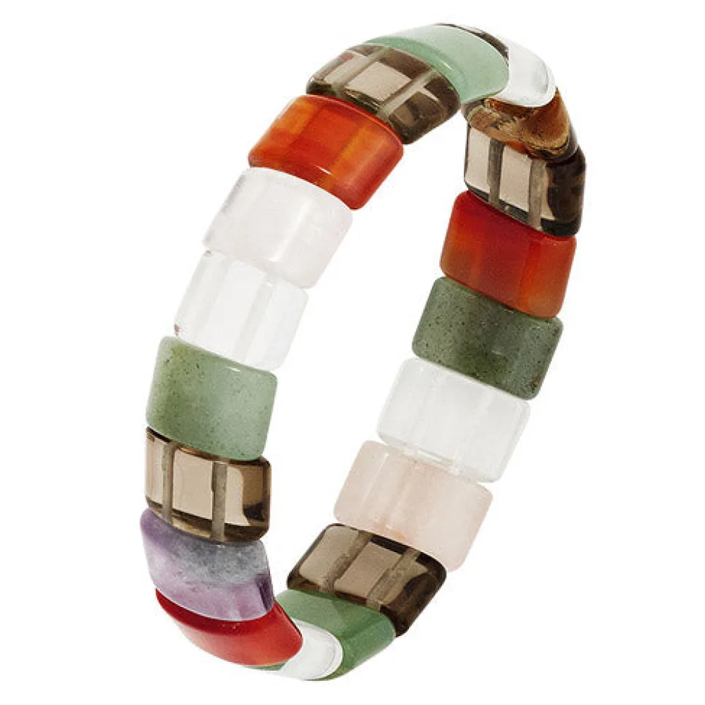 Armband Tigerauge Rauchquarz Carneol Bergkristal Aventurin Rosenquarz endlos