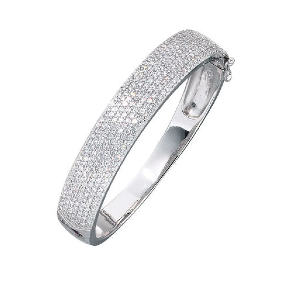 Armreif Armband 925 Sterling Silber mit Zirkonia Silberarmreif Klappverschluss