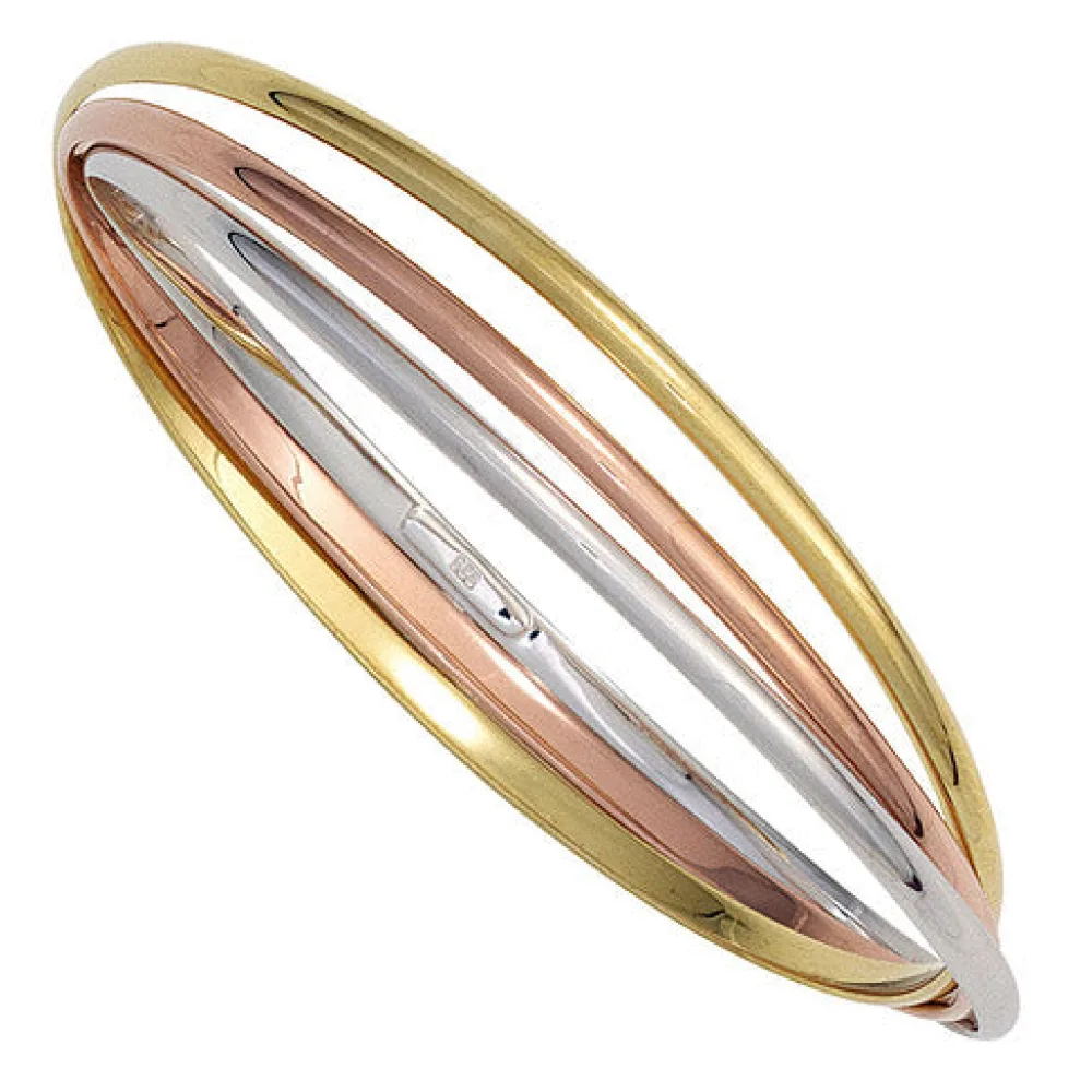 Armreif Armband 925 Sterling Silber dreifarbig tricolor vergoldet
