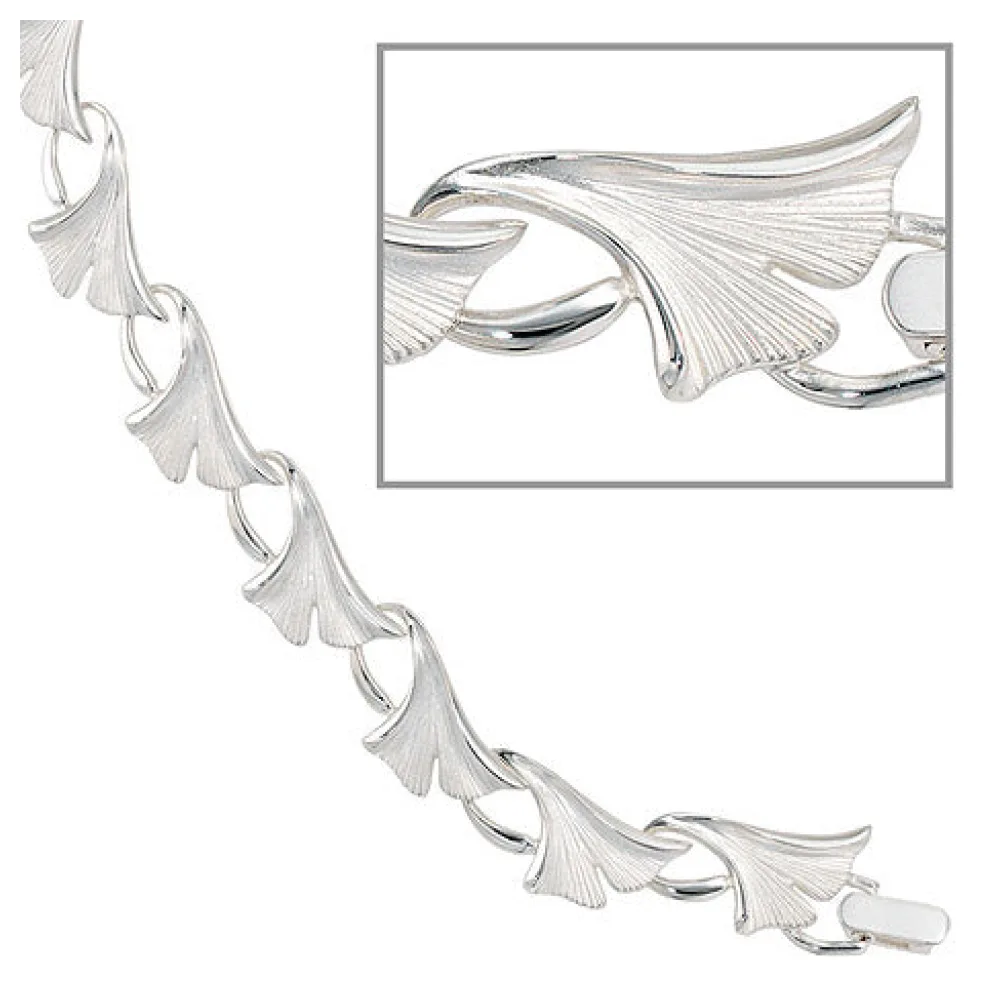 Armband Ginko Ginkgo 925 Sterling Silber mattiert 19 cm Silberarmband