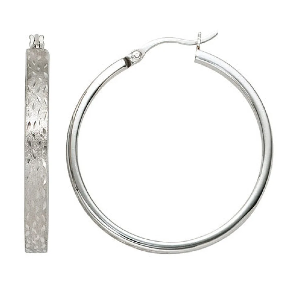 Creolen rund 925 Sterling Silber mattiert Ohrringe Silberohrringe Silbercreolen