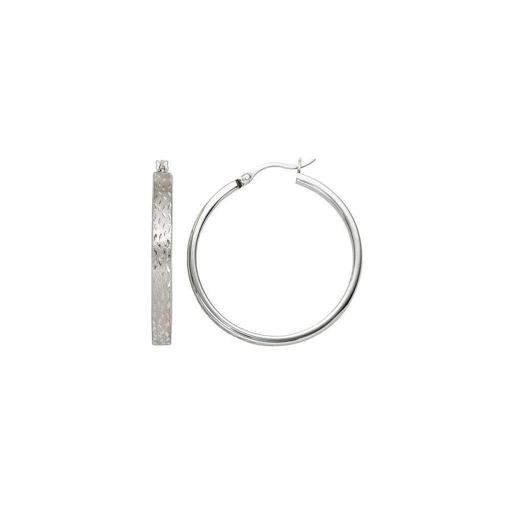 Creolen rund 925 Sterling Silber mattiert Ohrringe Silberohrringe Silbercreolen
