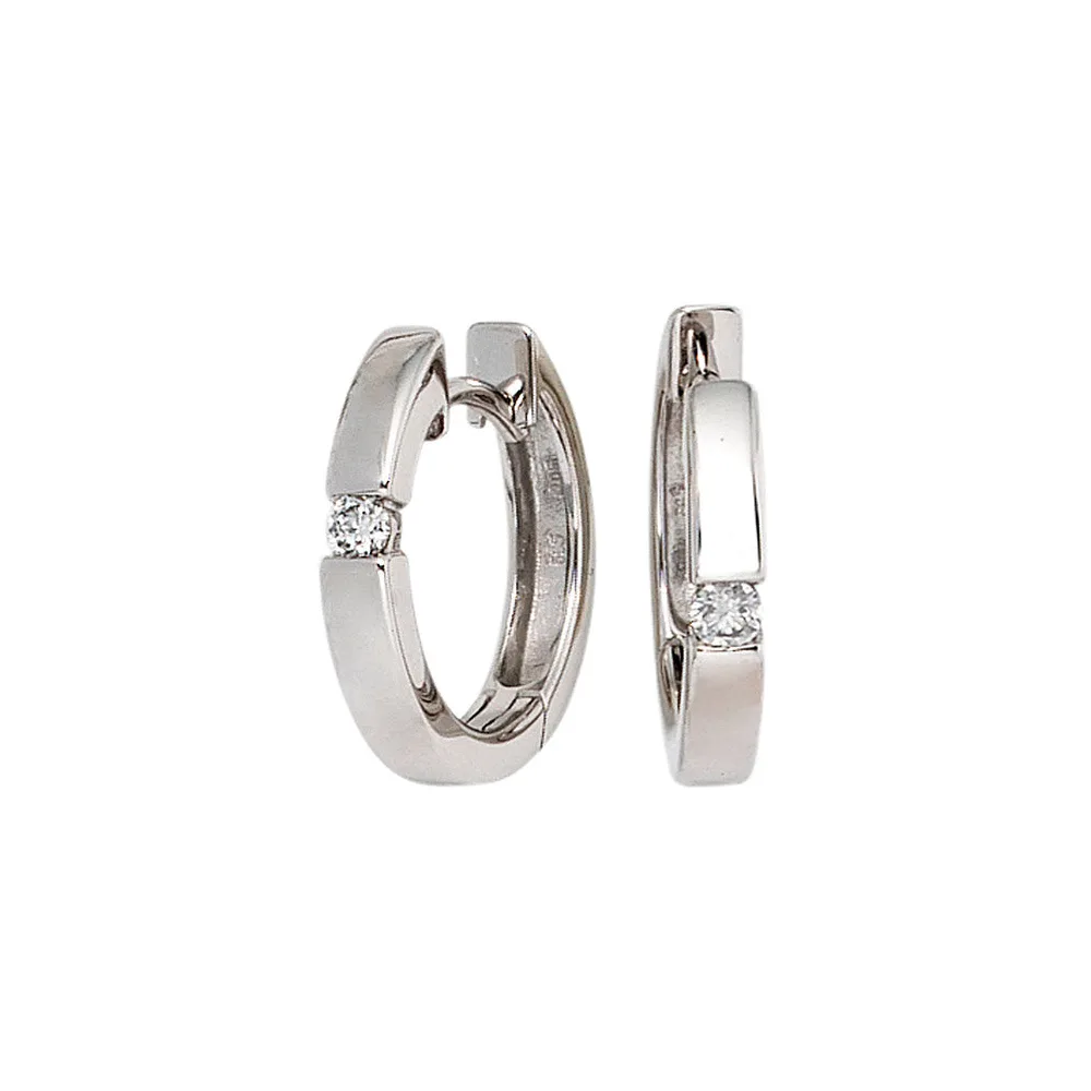 Creolen rund 585 Gold Weißgold 2 Diamanten Brillanten 0 10ct. Ohrringe
