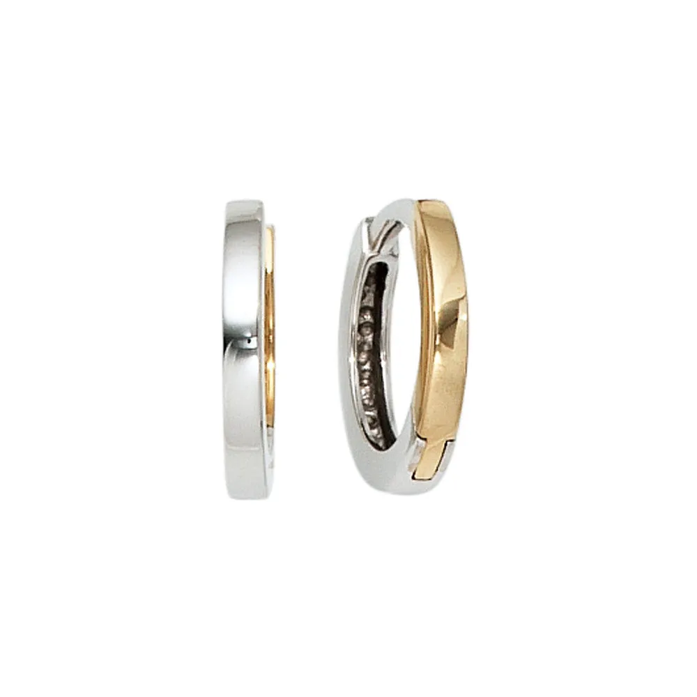 Creolen rund 333 Gold Gelbgold Weißgold bicolor Ohrringe Goldcreolen