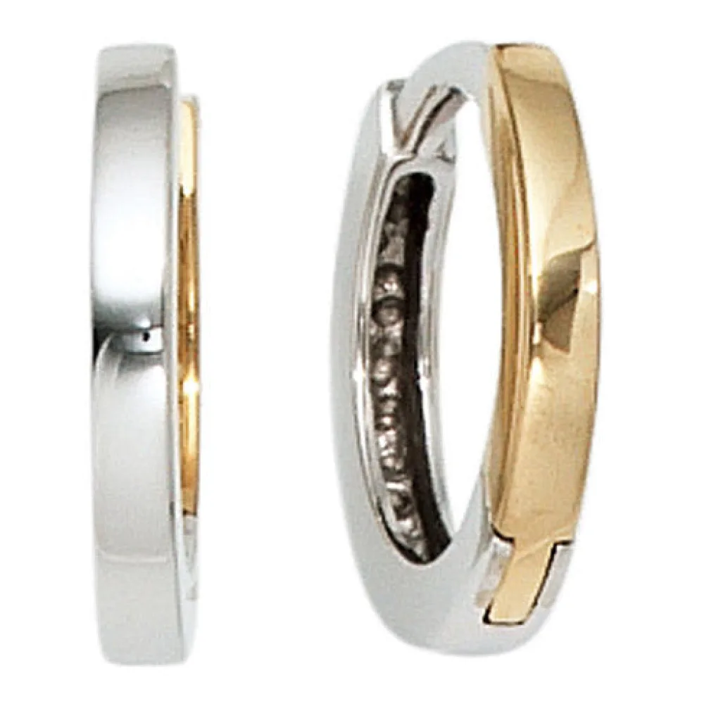 Creolen rund 333 Gold Gelbgold Weißgold bicolor Ohrringe Goldcreolen