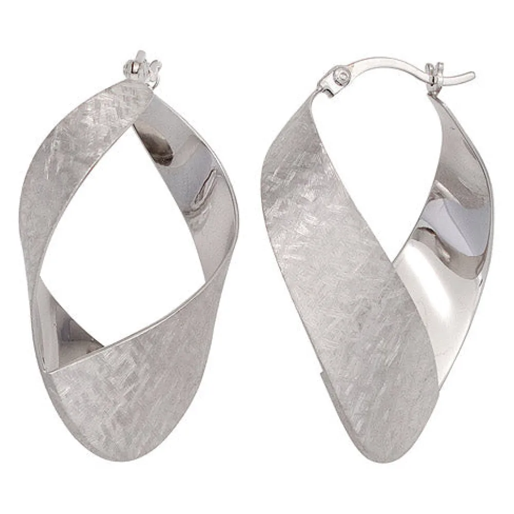 Creolen 925 Sterling Silber mattiert Ohrringe Silberohrringe Silbercreolen