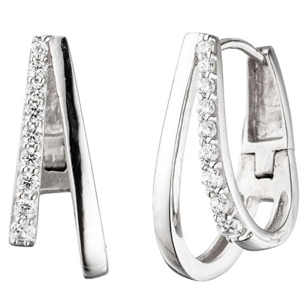 Creolen 925 Sterling Silber mit Zirkonia Ohrringe Silberohrringe Silbercreolen