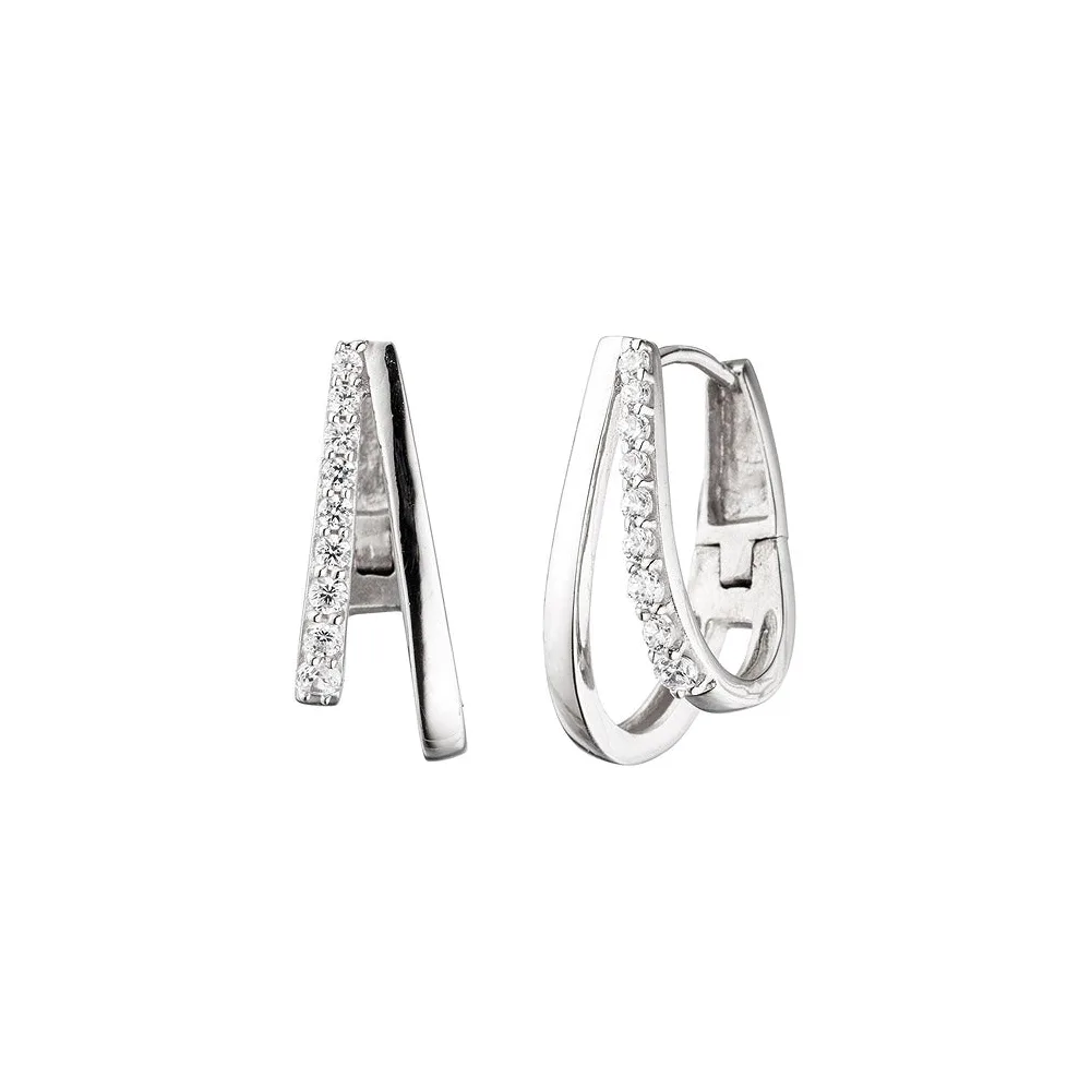 Creolen 925 Sterling Silber mit Zirkonia Ohrringe Silberohrringe Silbercreolen