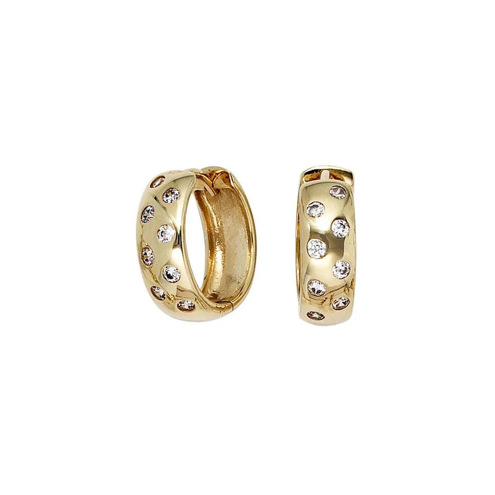 Creolen rund 333 Gold Gelbgold 16 Zirkonia Ohrringe Goldohrringe Goldcreolen